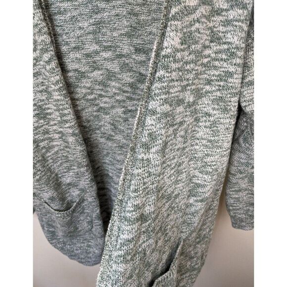 ModCloth Cardigan Sweater Open Front Green White Marled Knit Size Large - Picture 5 of 8